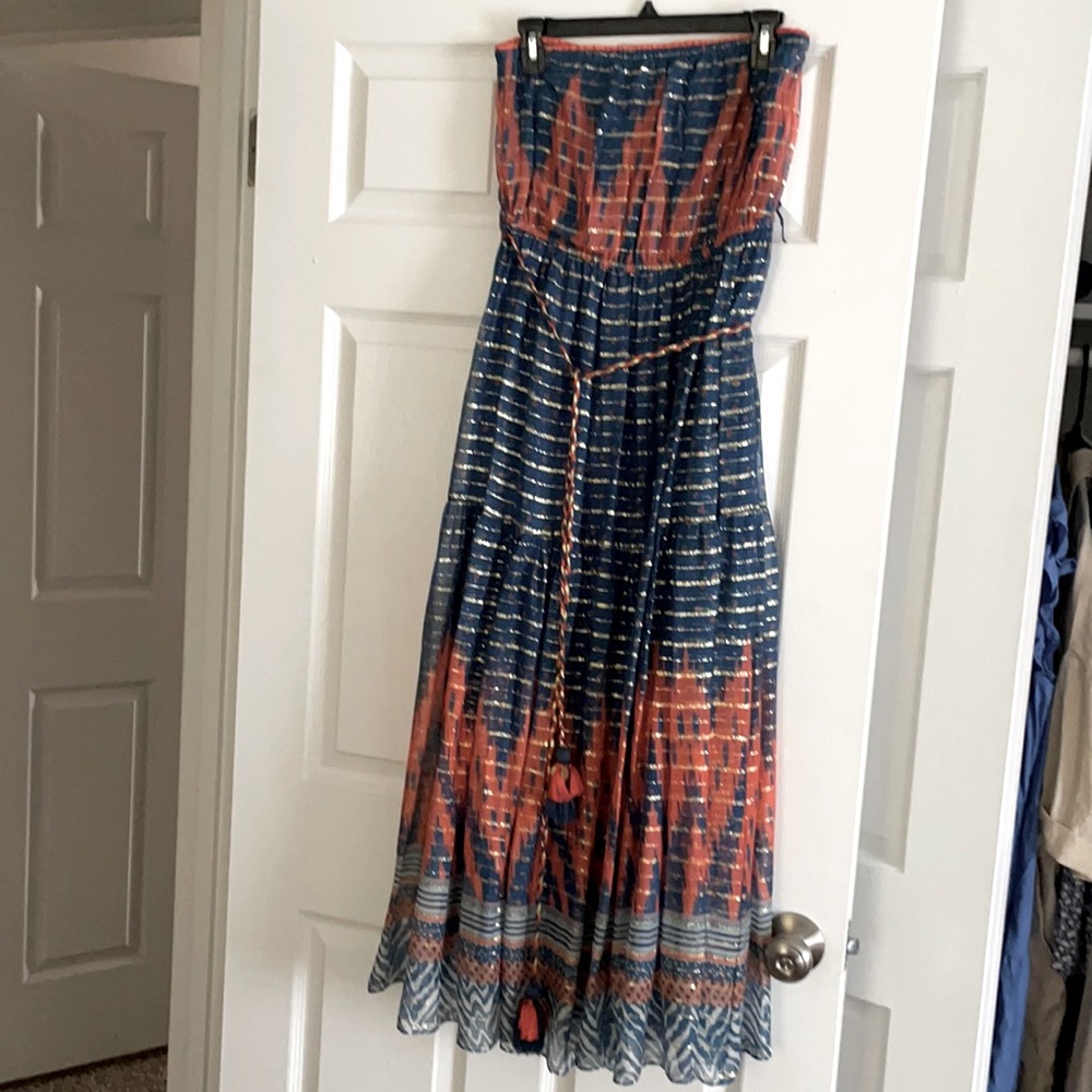 Never worn. Anthropologie dress. Gold shimmer detail.